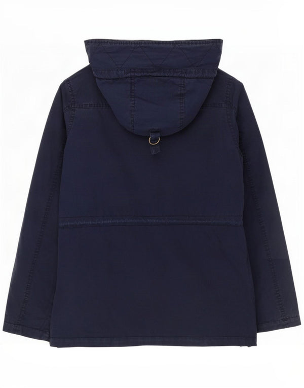 Fat Face Womens Hooded Parka Jacket UK 12 Medium Navy Blue Cotton