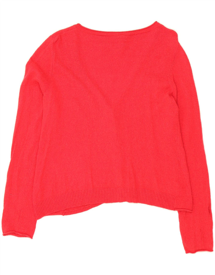 WHITE STUFF Womens Crop Cardigan Sweater UK 12 Medium Red Viscose Vintage White Stuff and Second-Hand White Stuff from Messina Hembry 