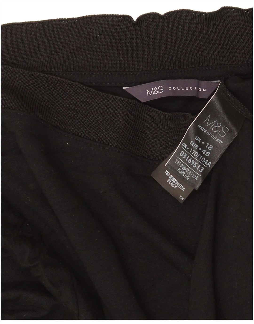 Marks & Spencer Haut Femme Manches 3/4 UK 18 XL Noir Viscose
