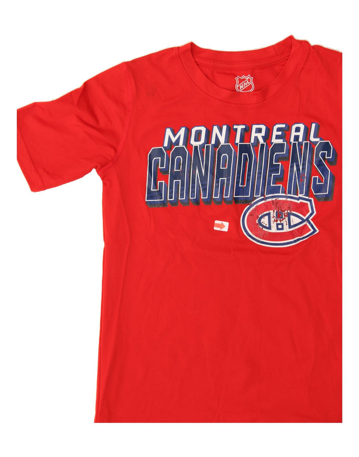 NHL Boys Graphic T-Shirt Top 7-8 Years Small Red Polyester Vintage NHL and Second-Hand NHL from Messina Hembry 