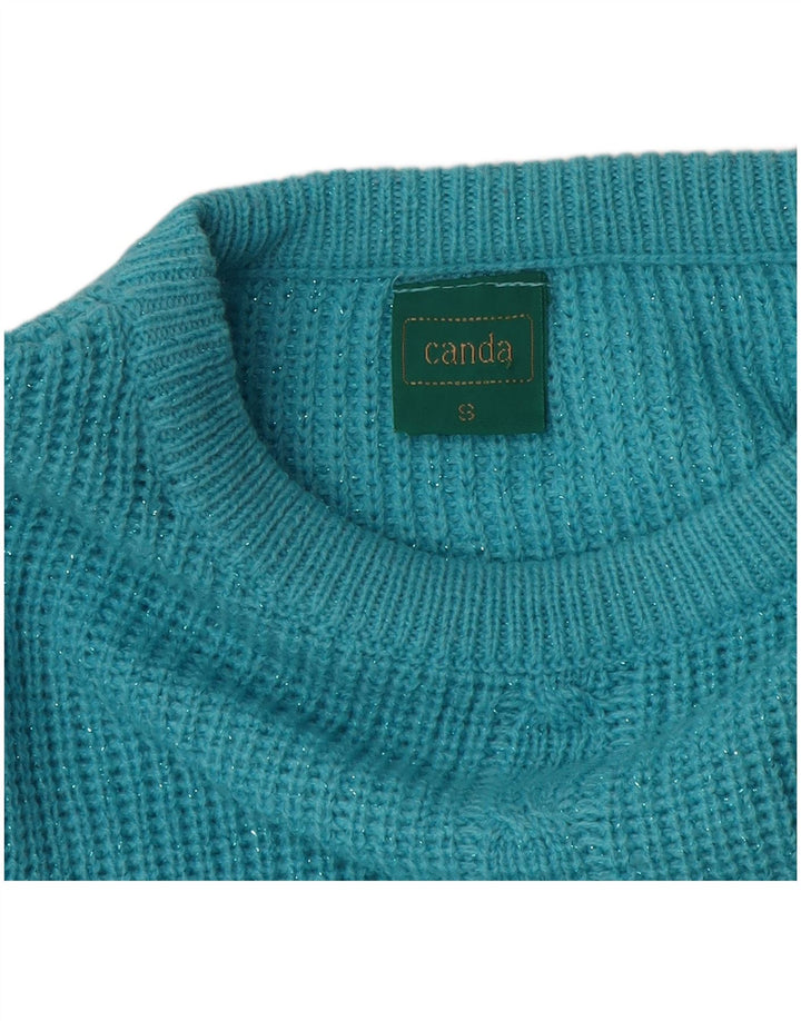 Canda Pull surdimensionné à col rond pour femme UK 10 Petit Acrylique Bleu