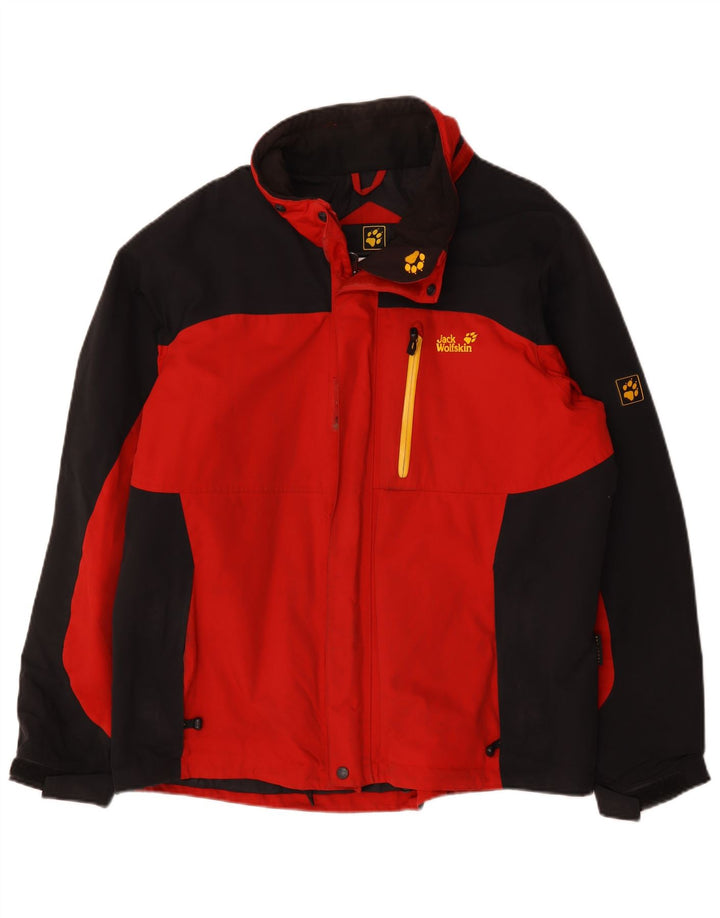 Jack Wolfskin Veste coupe-vent pour homme UK 44 XL Rouge Colourblock Polyamide