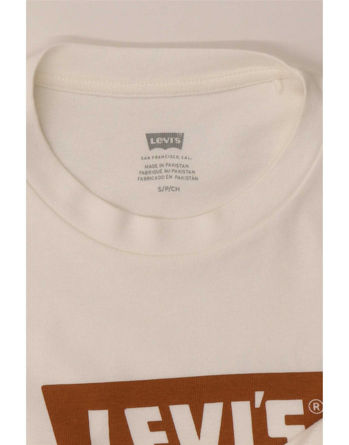Levi's T-Shirt Crop Graphique Femme UK 8 Small Blanc
