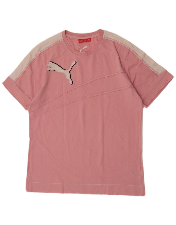 Puma T-Shirt Graphique Homme Rose Large Coton Colorblock