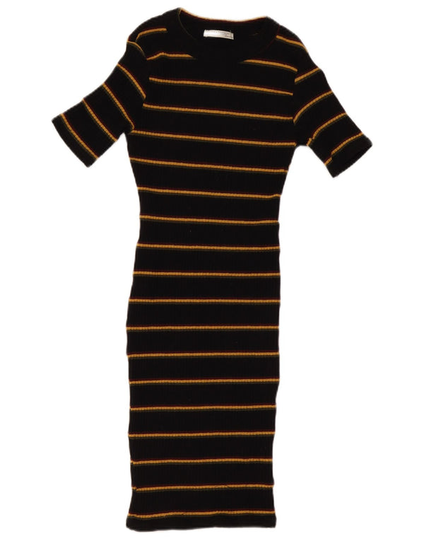 Zara Womens Trafaluc Robe pull à manches courtes UK 8 Small Noir Rayé