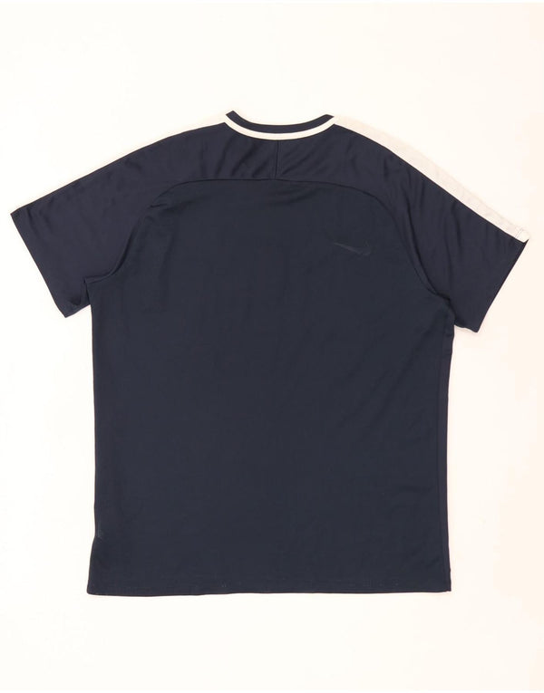 Nike Hommes Dri Fit T-Shirt Top XL Bleu Marine Colorblock