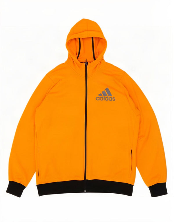 Adidas Mens Climalite Graphic Zip Hoodie Sweater 2XL Orange Colourblock