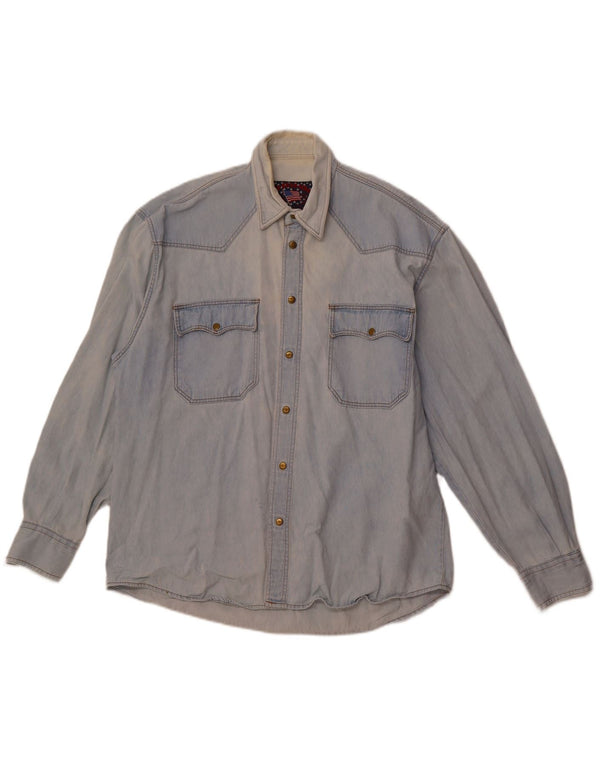VINTAGE Chemise en Jean Homme Bleu Moyen