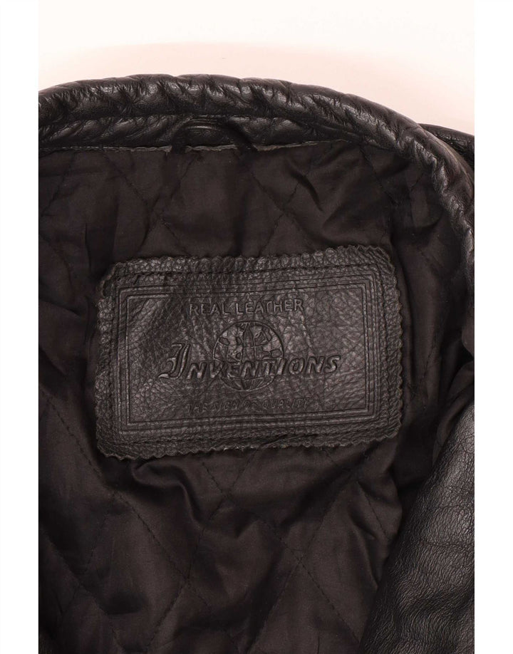 veste de motard en cuir vintage pour hommes UK 44 2XL Noir