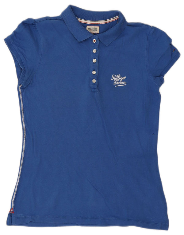 Tommy Hilfiger Polo Femme UK 12 Bleu Moyen Coton