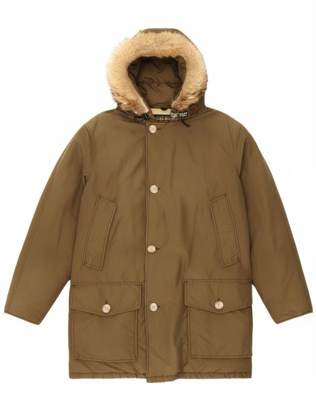 Woolrich Manteau rembourré à capuche pour homme UK 36 Petit Kaki