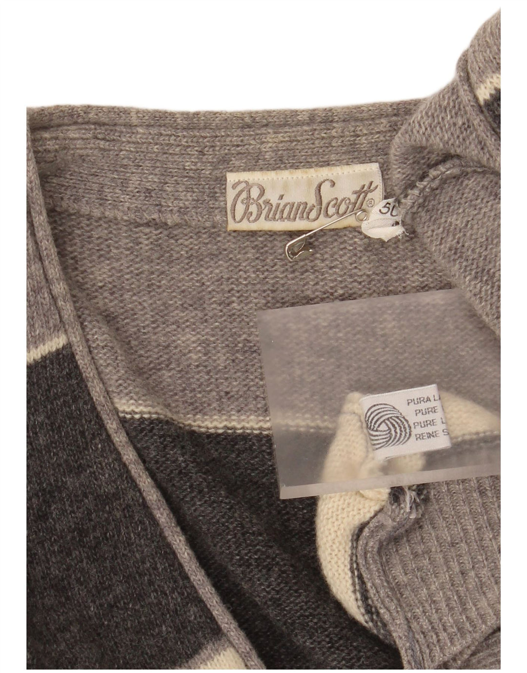 Brian Scott Pull cardigan coupe ample pour homme IT 50 Gris moyen rayé