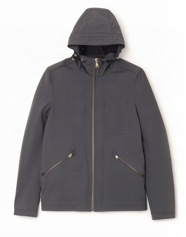 PEUTEREY Veste de pluie surdimensionnée à capuche pour femme UK 10 Small Gris Polyamide