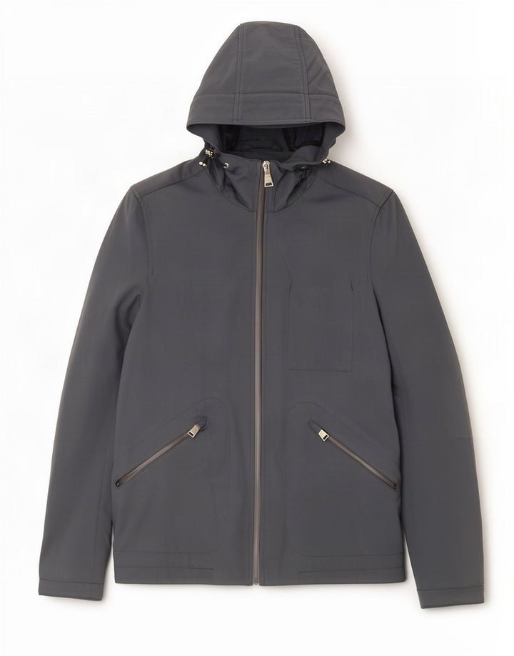 PEUTEREY Veste de pluie surdimensionnée à capuche pour femme UK 10 Small Gris Polyamide