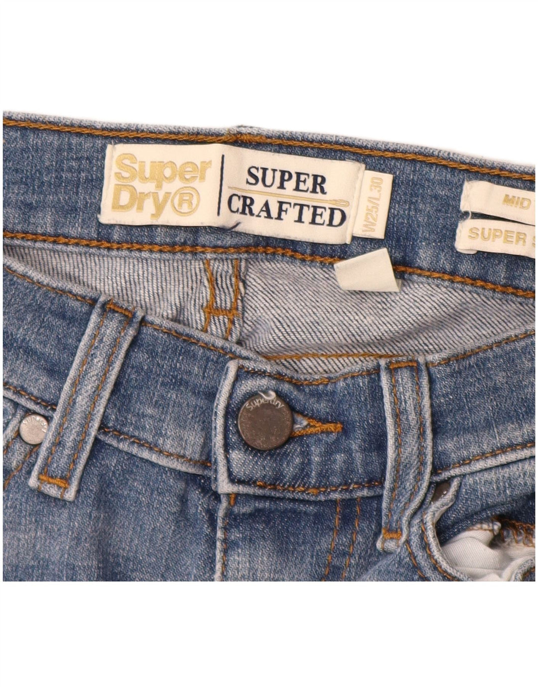 SUPERDRY Jean super skinny taille mi-haute W25 L28 bleu coton