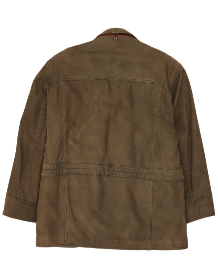 veste en cuir homme vintage UK 42 XL Cuir Kaki
