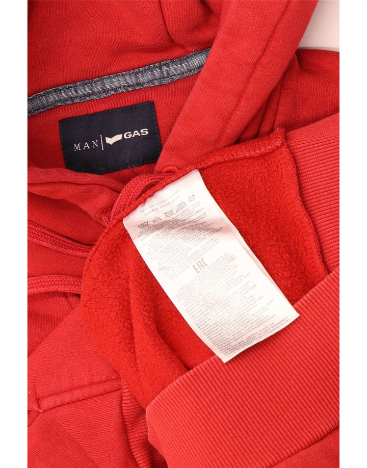 GAS Pull à Capuche Graphique Homme Rouge Moyen Coton