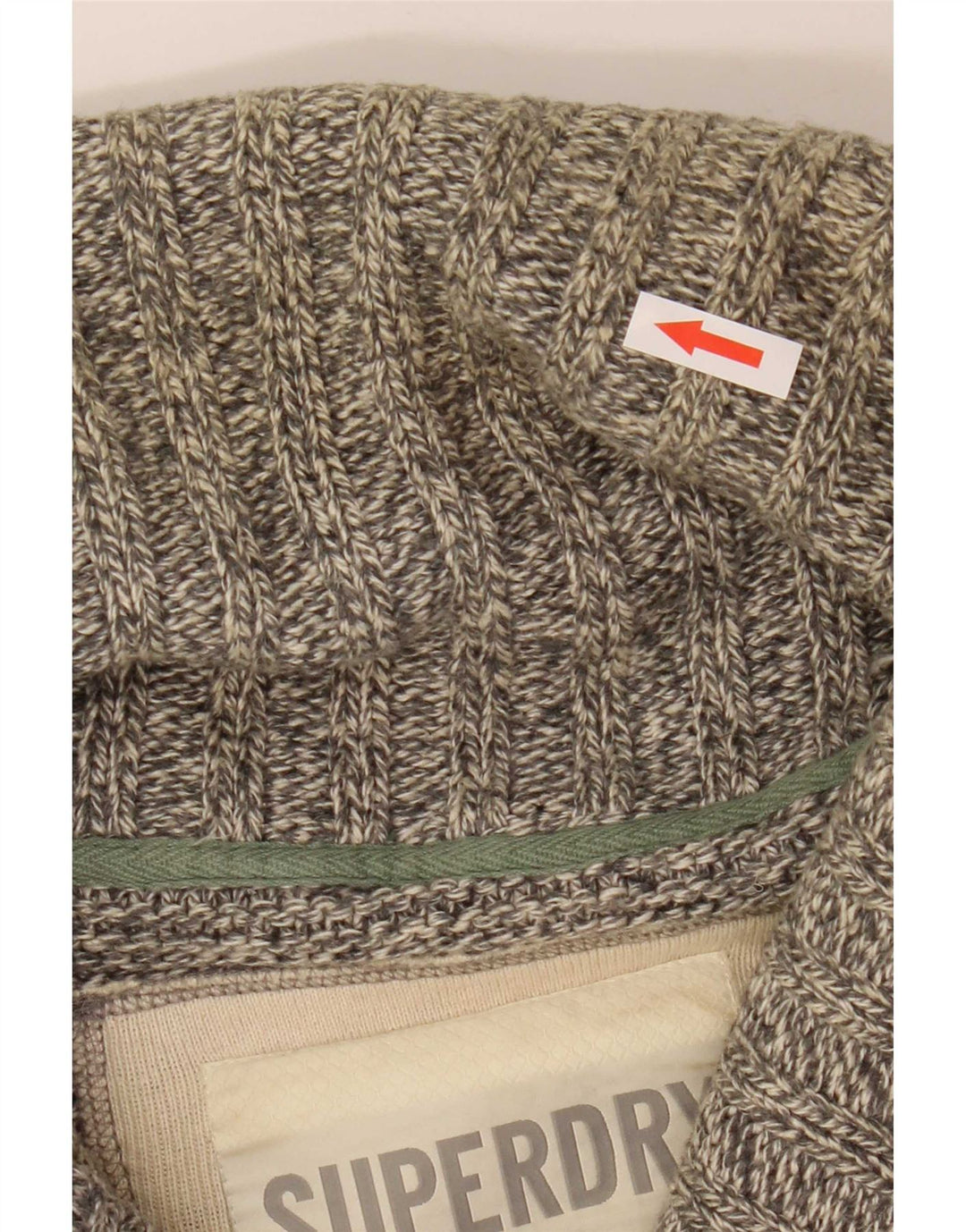 Superdry Cardigan Pull Gris Moyen Coton Homme