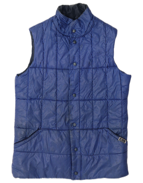 Puffa Gilet rembourré pour homme UK 40 Large Bleu Nylon à fines rayures