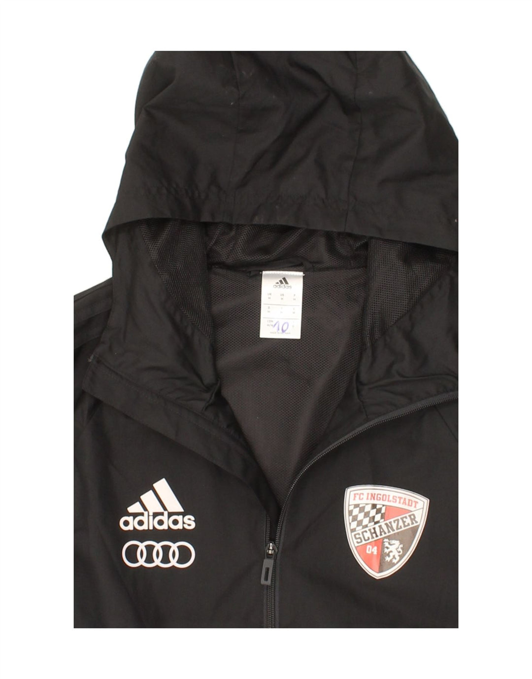 ADIDAS Veste de pluie à capuche graphique pour hommes UK 38 Medium Black Colourblock