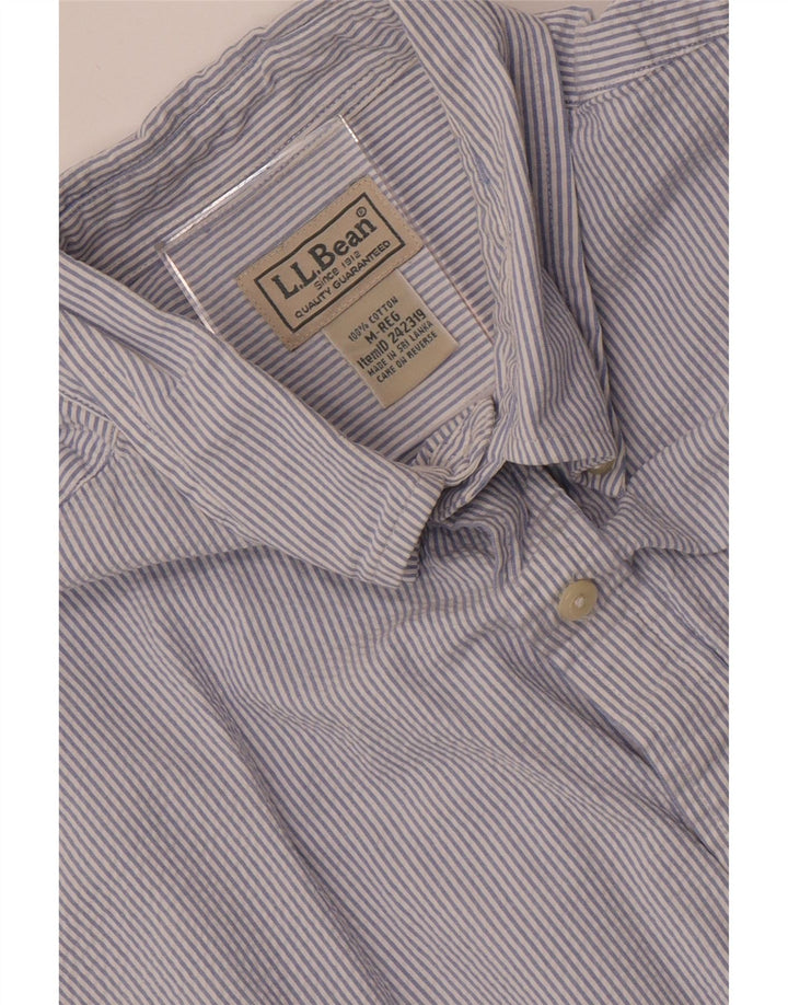 L.L.Bean Chemise à manches courtes pour homme en coton à fines rayures bleu moyen