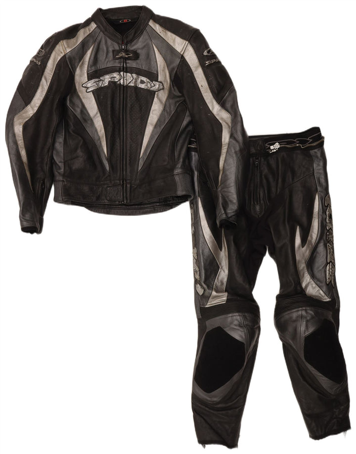 Spidi Ensemble moto graphique 2 pièces pour homme Taille 48 Cuir noir moyen