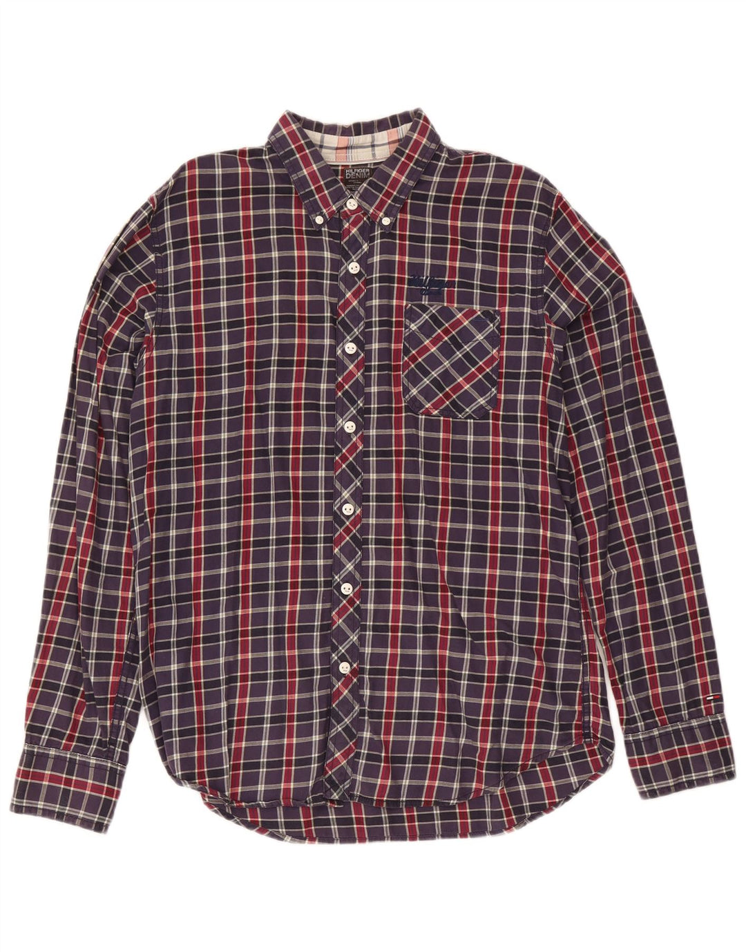 Tommy Hilfiger Chemise Homme XL Bleu Marine Carreaux Coton