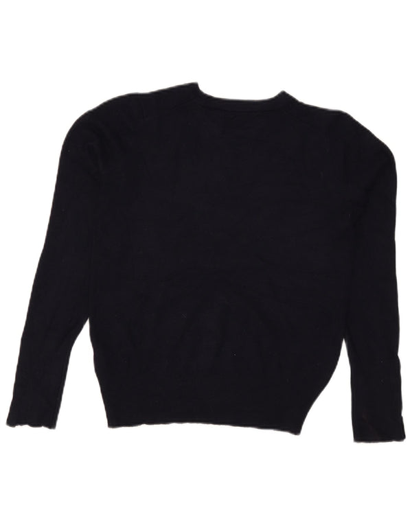 Zara Womens Crop Boat Neck Jumper Sweater UK 10 Petit Bleu Marine Viscose