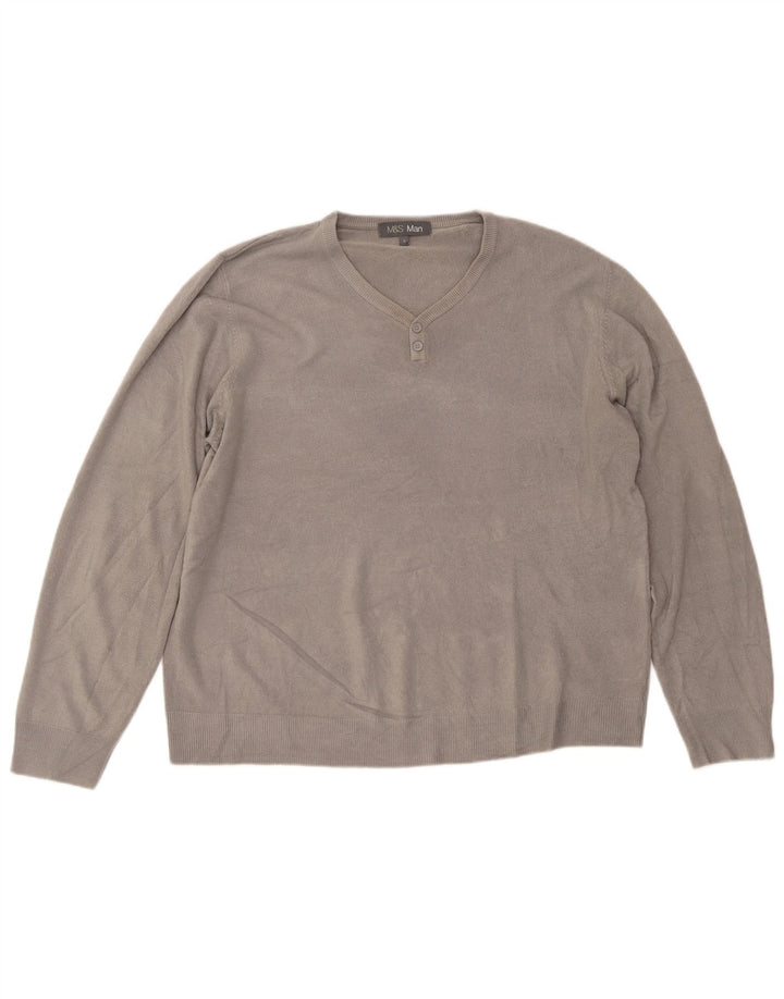 Marks & Spencer Pull col V pour homme en acrylique gris Taille L