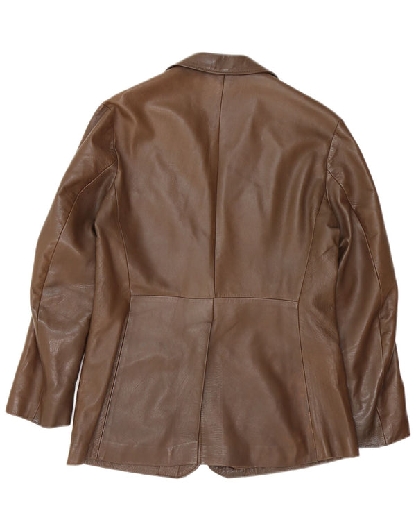 vintage Mens 2 Bouton Veste Blazer En Cuir UK 38 Brun Moyen