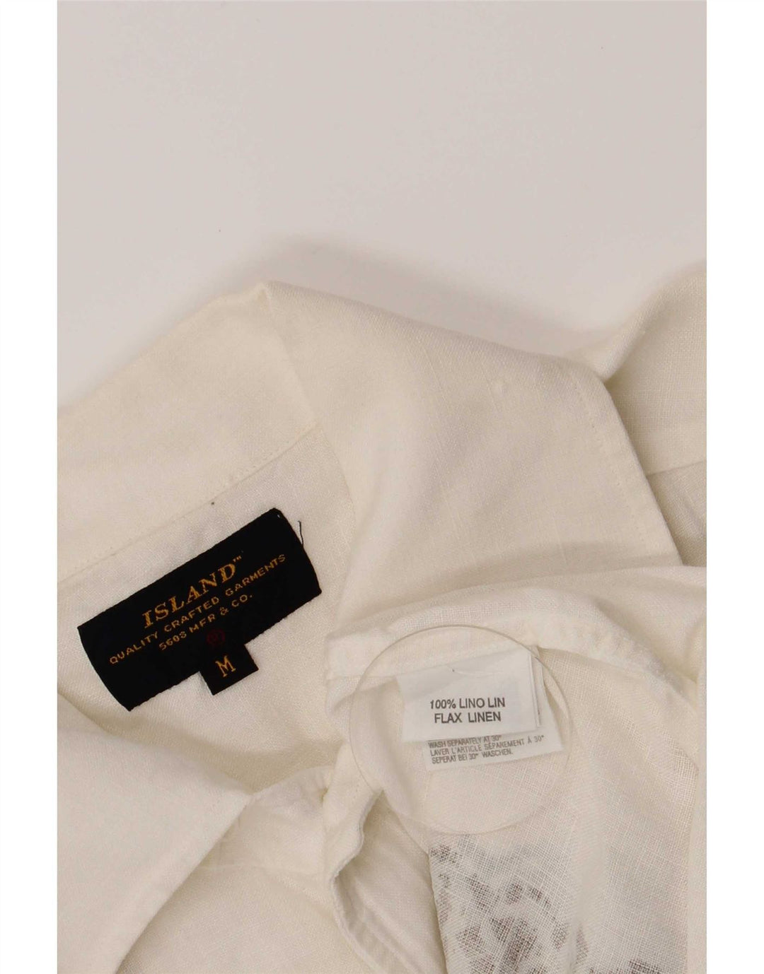 Chemise à manches courtes homme Islande lin géométrique blanc moyen