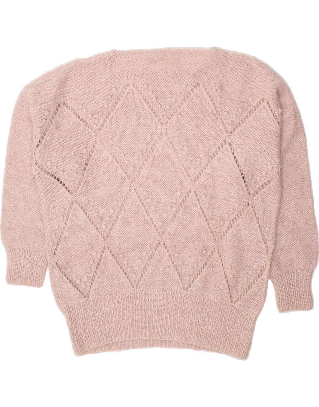 VINTAGE Womens Oversized Boat Neck Jumper Sweater UK 14 Medium Pink Vintage Vintage and Second-Hand Vintage from Messina Hembry 