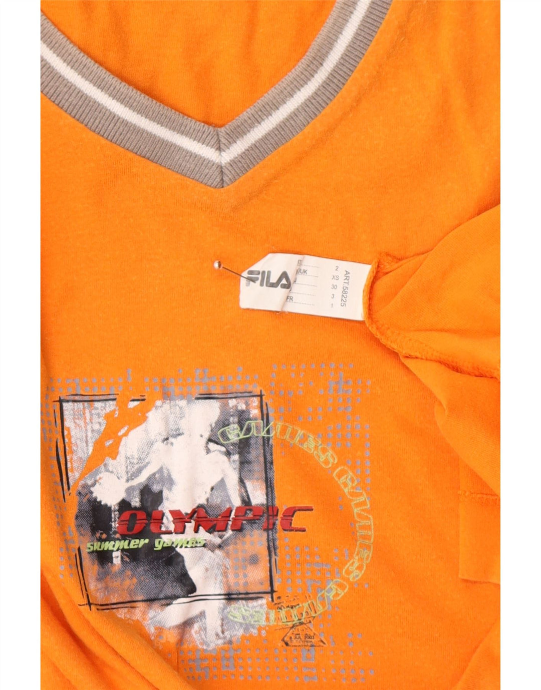 FILA T-shirt graphique pour homme XS Orange Coton