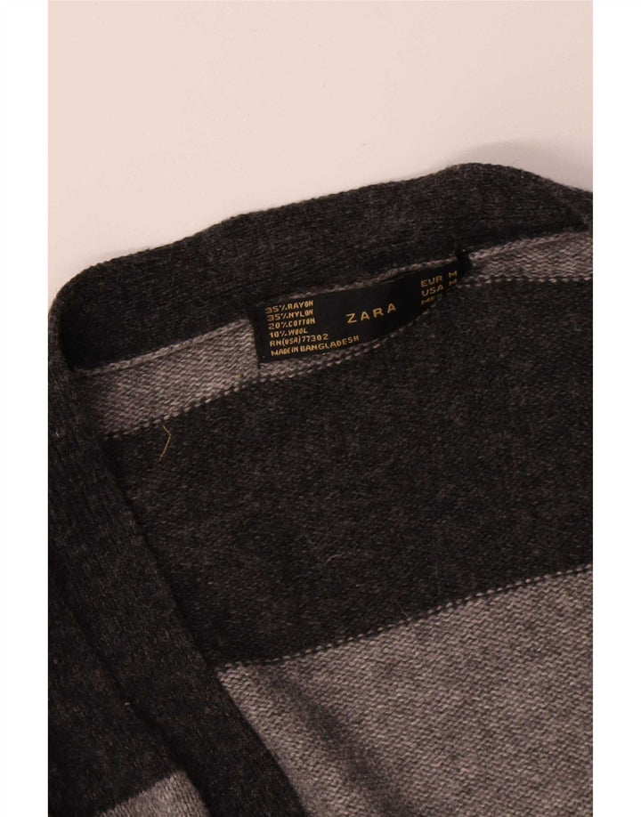 Zara Cardigan pour femme en rayonne rayée gris moyen UK 12