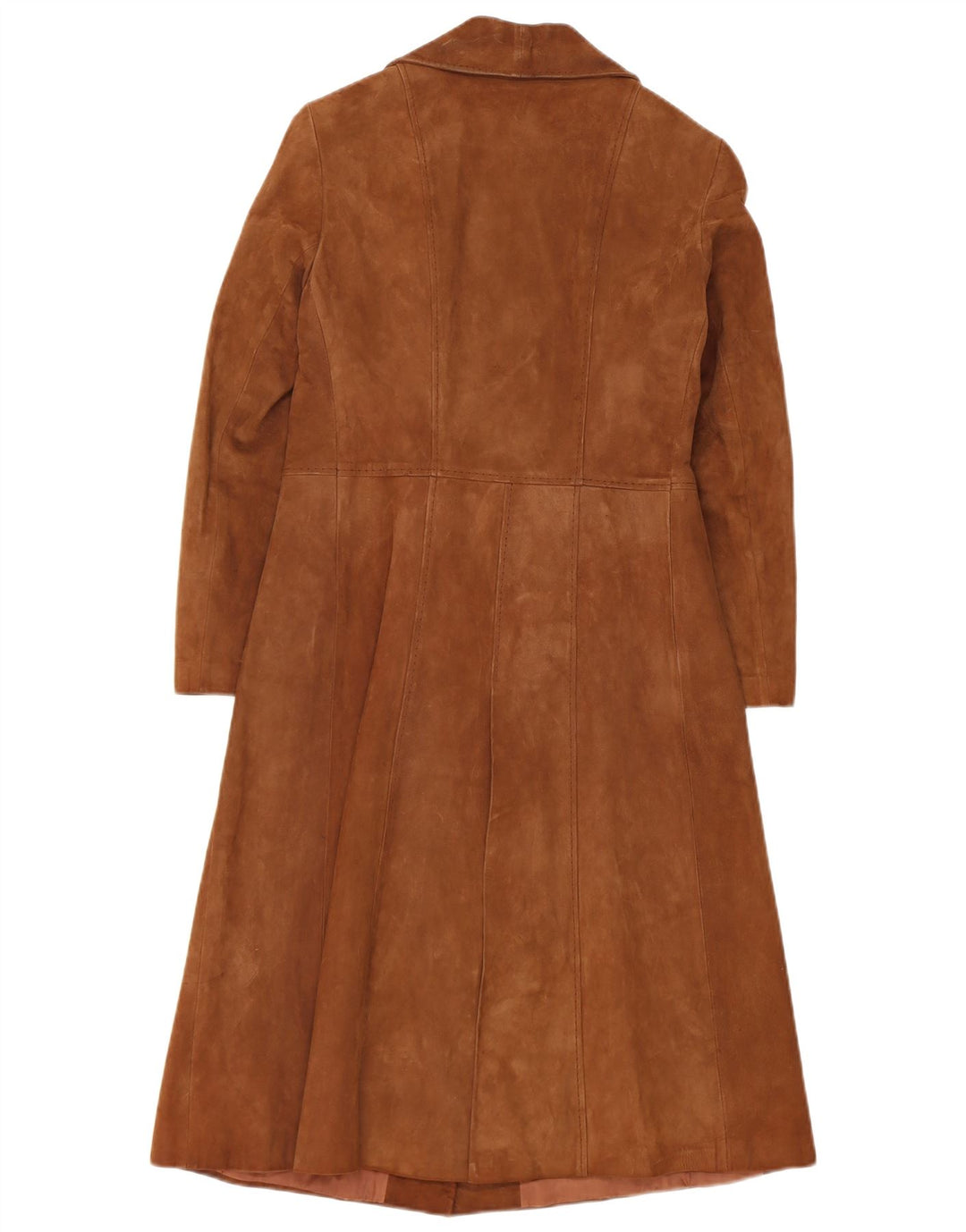 vintage Femme Suède Pardessus IT 44 Cuir Marron Moyen