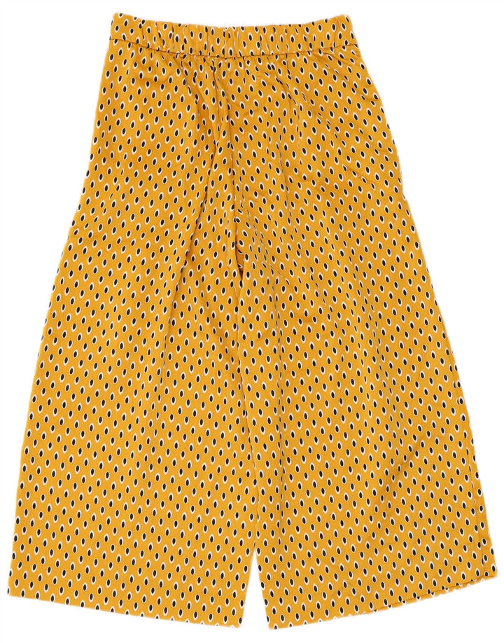 Zara Pantalon Capri Femme XS W24 L21 Jaune Spotté Polyester