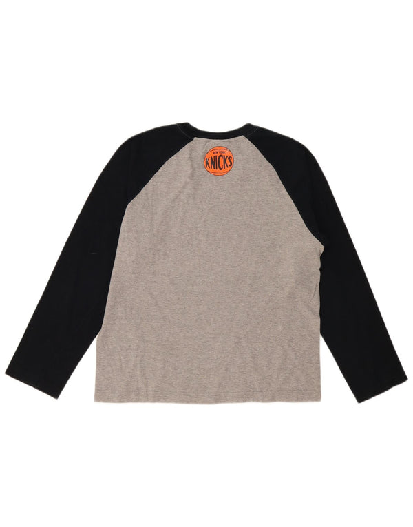 CHAMPION Haut graphique New York Knicks à manches longues pour femme Gris moyen UK 14