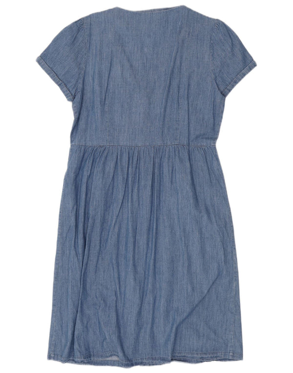Oasis Robe chemise en jean pour femme UK 16 Large Bleu Coton