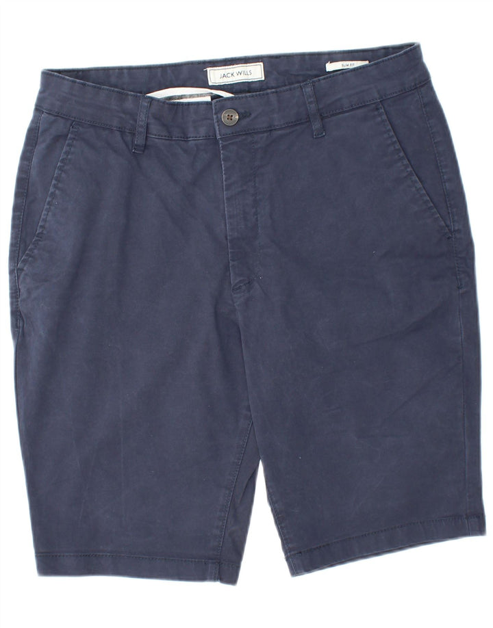 JACK WILLS Short Chino Homme Coupe Slim W32 Bleu Marine Moyen Coton
