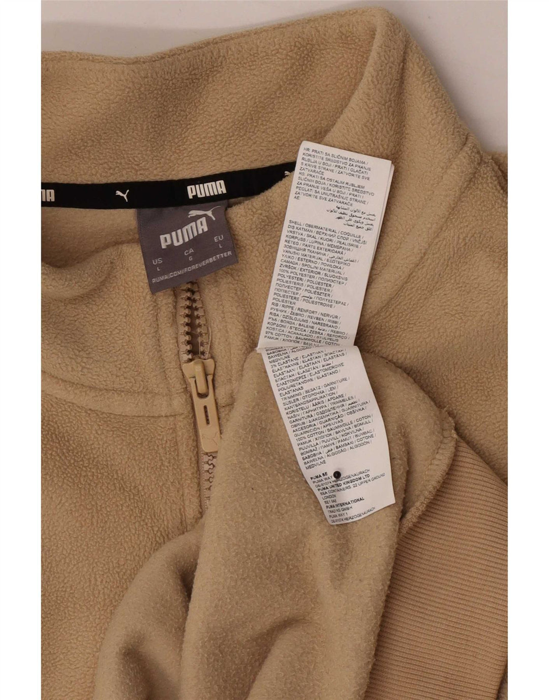 Puma Pull polaire à col zippé pour homme Large Beige Polyester