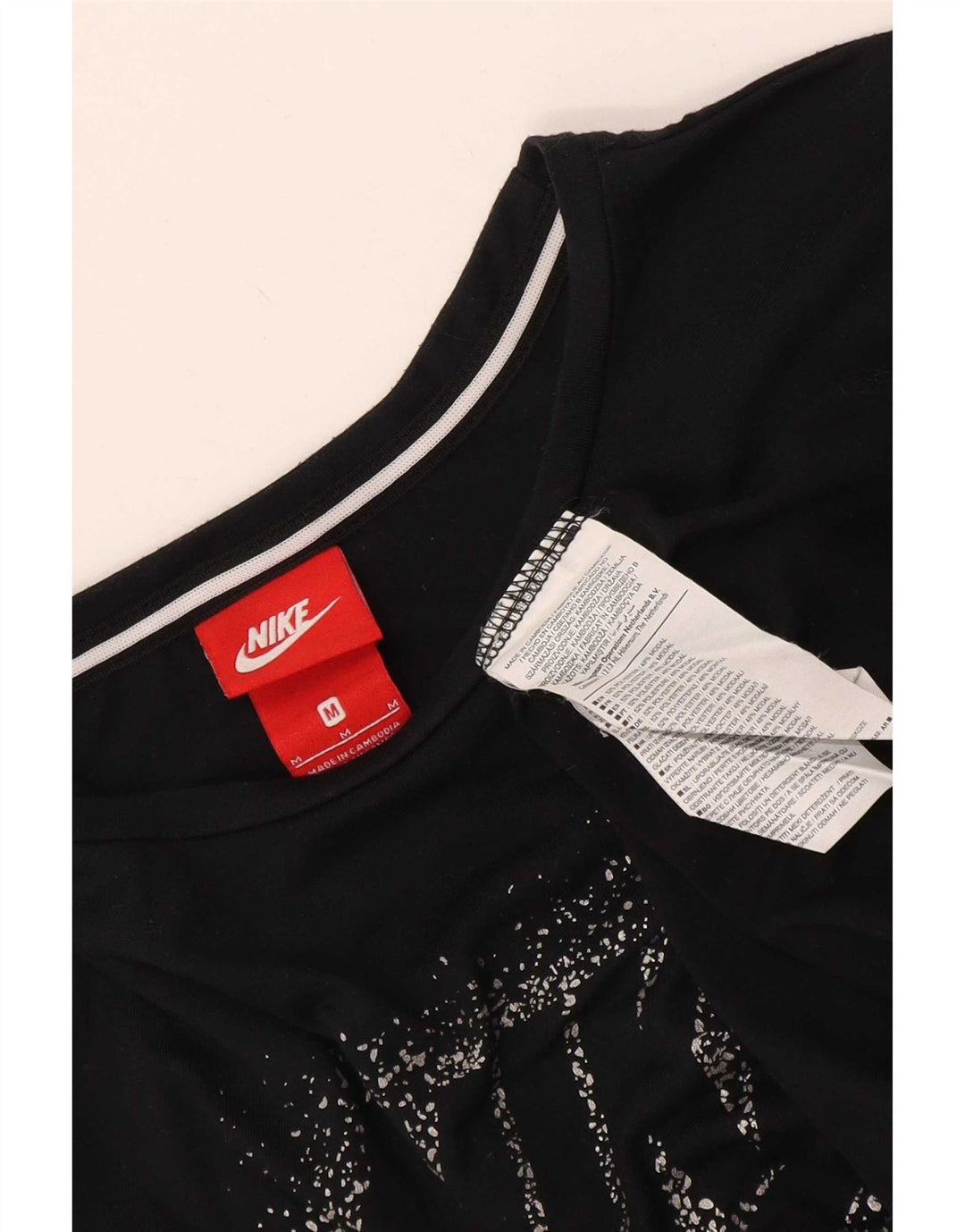 Nike T-shirt graphique pour femme UK 14 Noir moyen Polyester