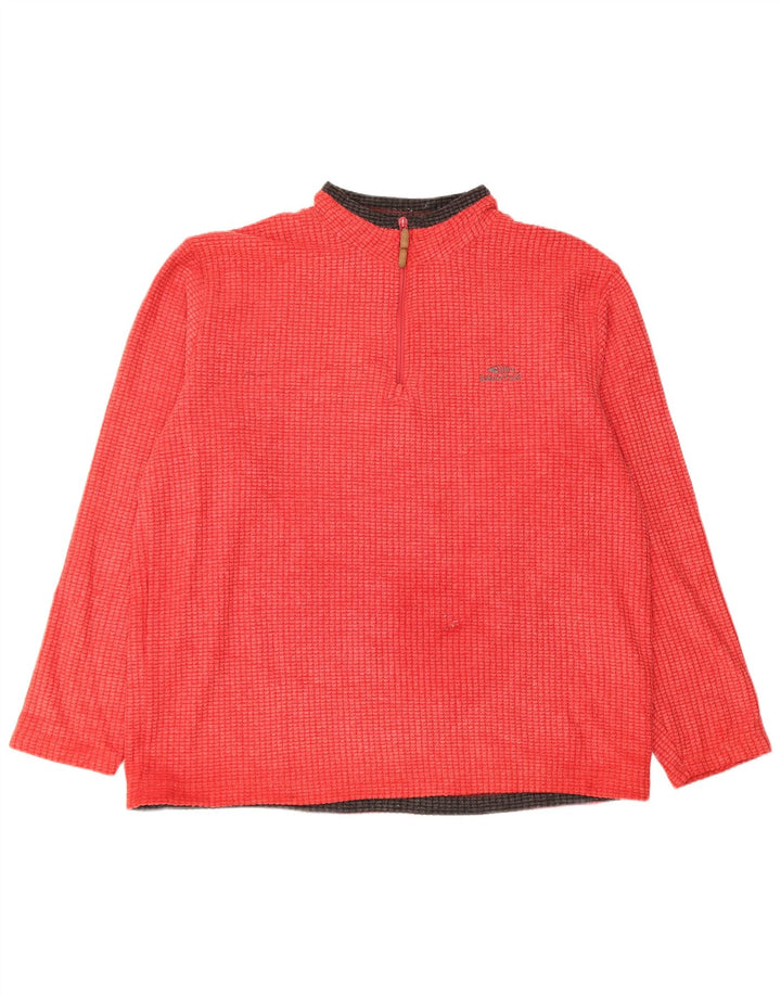 Weird Fish Pull polaire à col zippé pour homme 2XL Rouge Polyester