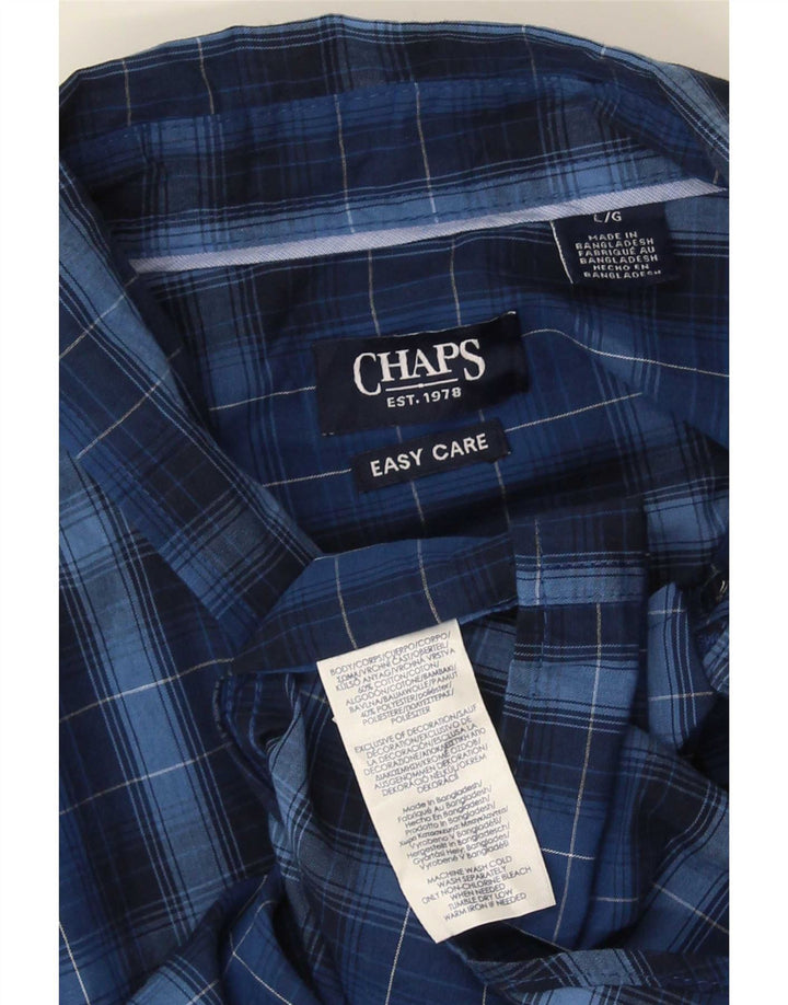 Chaps Chemise à manches courtes pour homme en coton à carreaux bleu marine