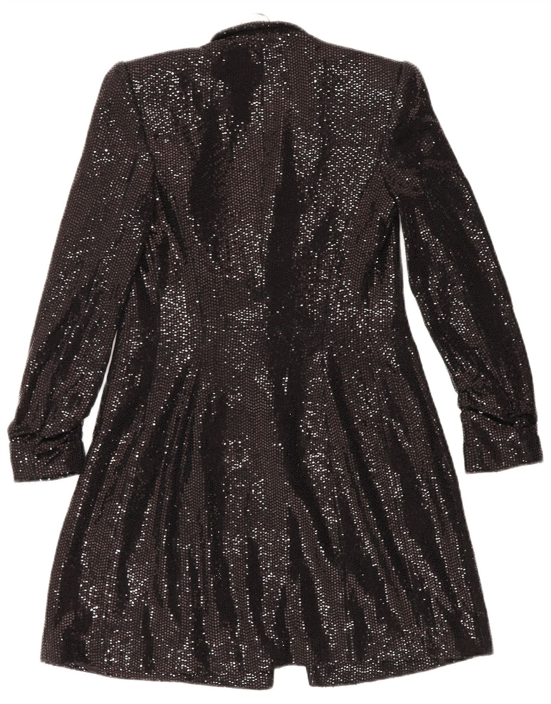 ZARA Femme Veste Blazer Ouverte Longue UK 6 XS Noir Polyamide