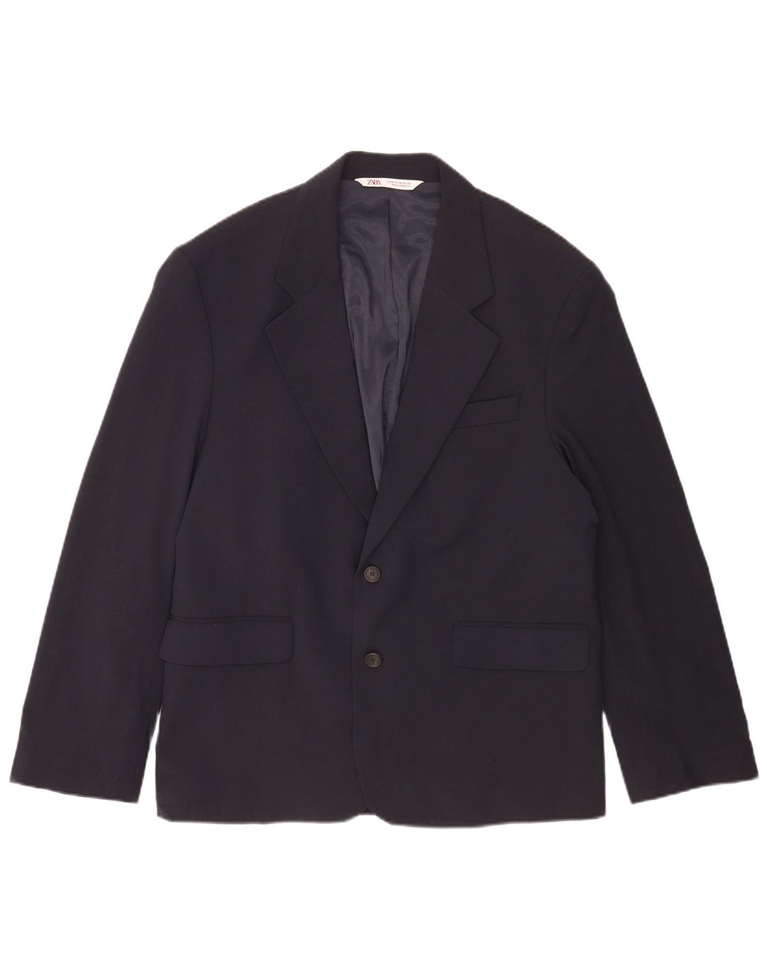 Zara Veste Blazer 2 Boutons Homme IT 48 Bleu Marine Moyen Polyester