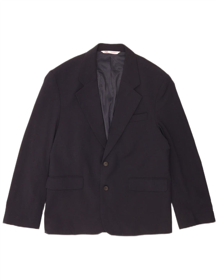 Zara Veste Blazer 2 Boutons Homme IT 48 Bleu Marine Moyen Polyester