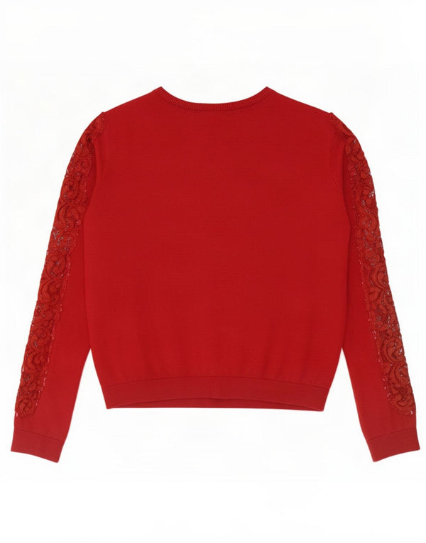 Zara Womens Crop Oversize Cardigan Pull UK 10 Petit Nylon Rouge