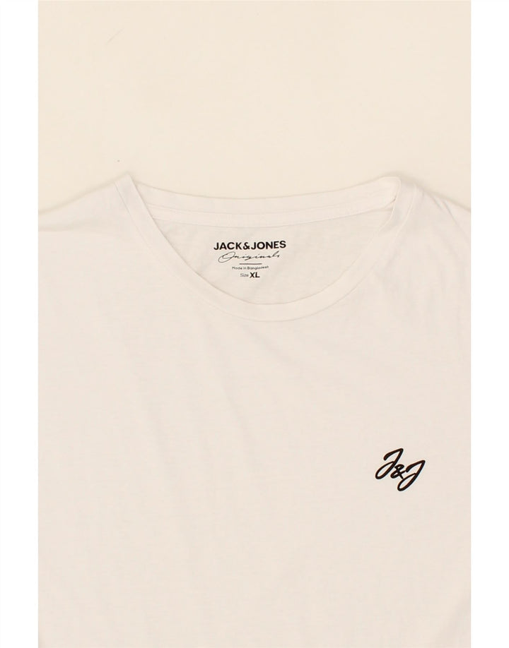 JACK & JONES Mens T-Shirt Top XL White Cotton Vintage Jack & Jones and Second-Hand Jack & Jones from Messina Hembry 