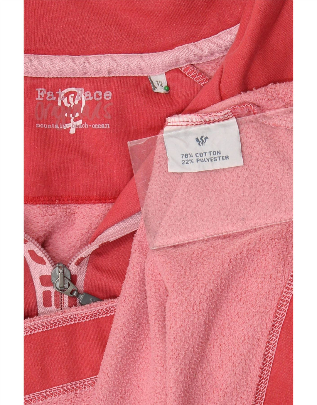 FAT FACE Sweat-shirt graphique à col zippé pour femme UK 12 Rose moyen