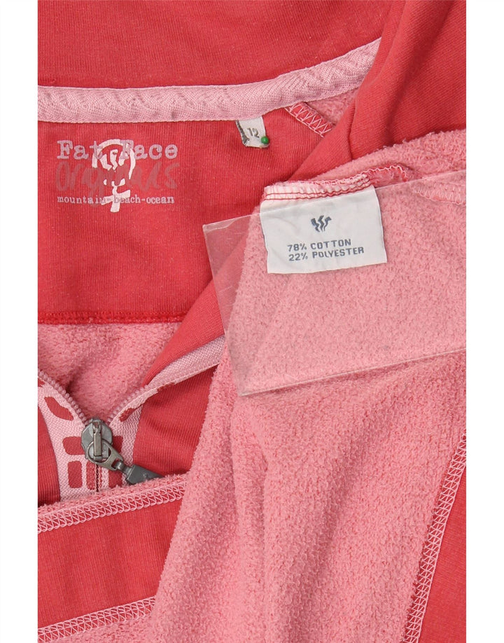 FAT FACE Sweat-shirt graphique à col zippé pour femme UK 12 Rose moyen